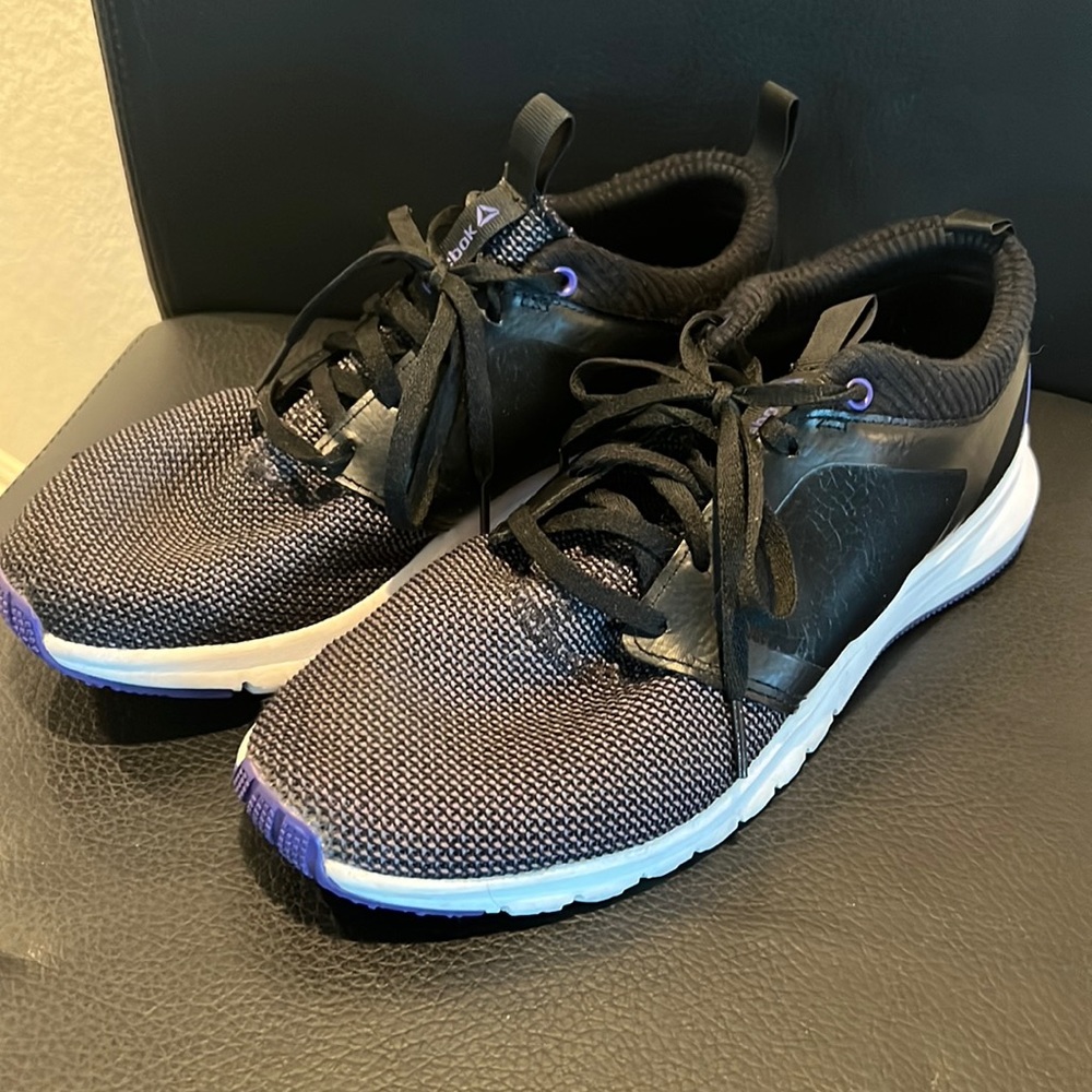 Reebok Size 9 PRINT ATHLUX SHATR Black Purple Running Sneakers